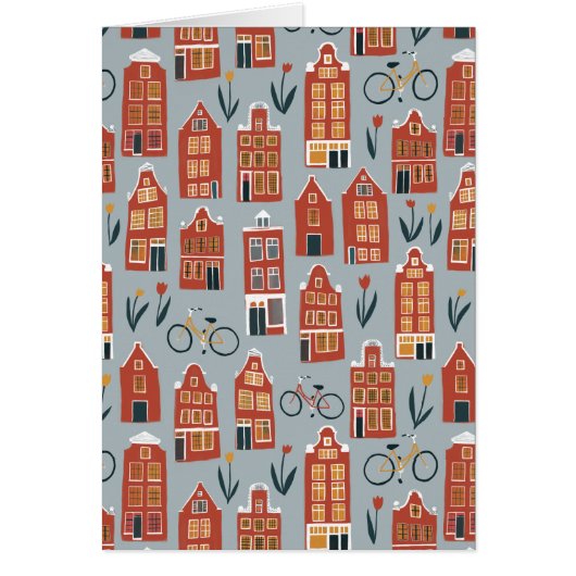 Cute Amsterdam houses blank greeting card (Front)