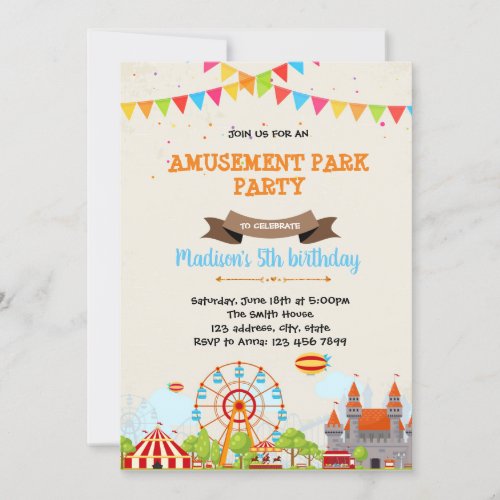 Cute amusement party invitation