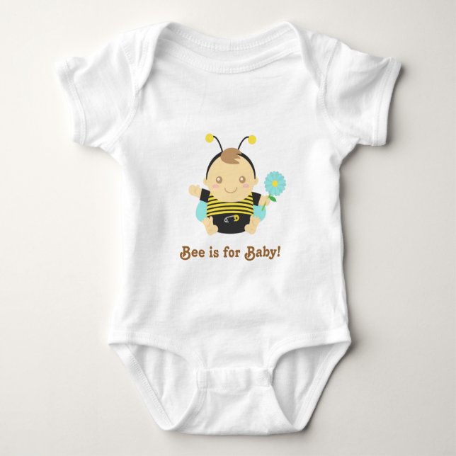Cute, Amusing Bee is for Baby, Bumble Bee Baby Boy Baby Bodysuit (Front)