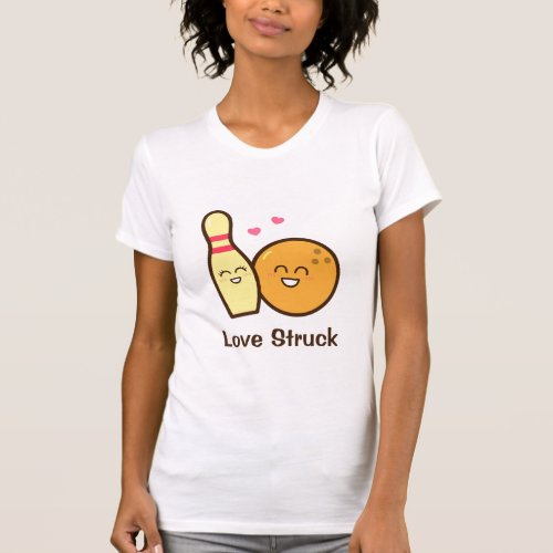 Cute Amusing Bowling Ball and Pin Love Struck T_Shirt