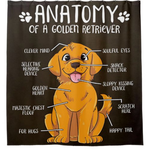 Cute Anatomy Golden Retriever Dog Lover Shower Curtain