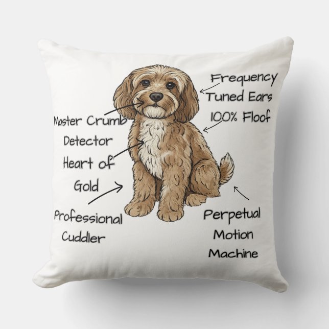 Cute Anatomy of a Cockapoo Dog Lover Gift Throw Pillow (Front)