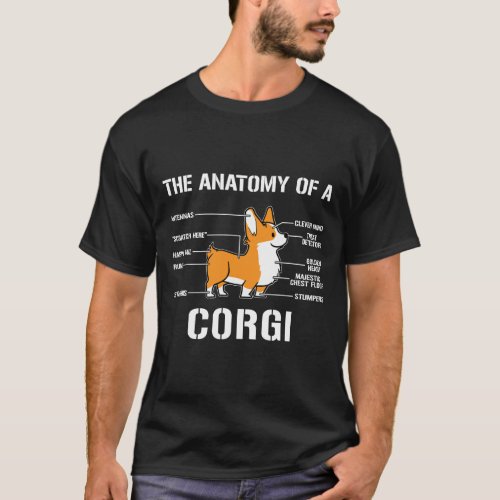 Cute Anatomy Of A Corgi Funny Corgi T_Shirt