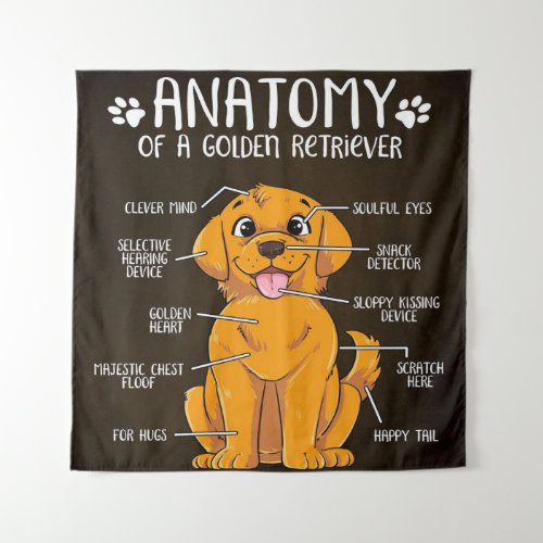 Cute Anatomy Of a Golden Retriever Dog Lover Gift Tapestry