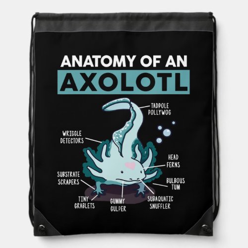 Cute Anatomy Of An Axolotl Salamander Drawstring Bag
