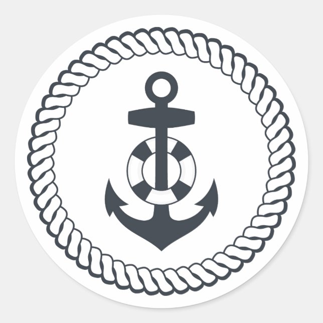 Cute Anchor Classic Round Sticker (Front)