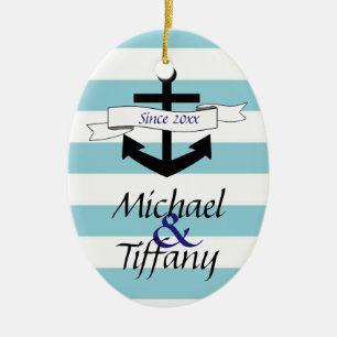 Cute Anchor Nautical Couples Christmas Ornament