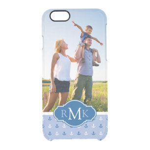 Cute Anchor Pattern Your Photo & Monogram Clear iPhone 6/6S Case