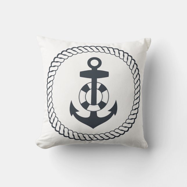 Cute Anchor Throw Pillow (Front)