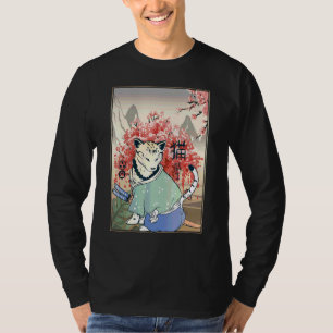 Cute Ancient Japanese Cat Artwork  Japanese Cherry T-Shirt