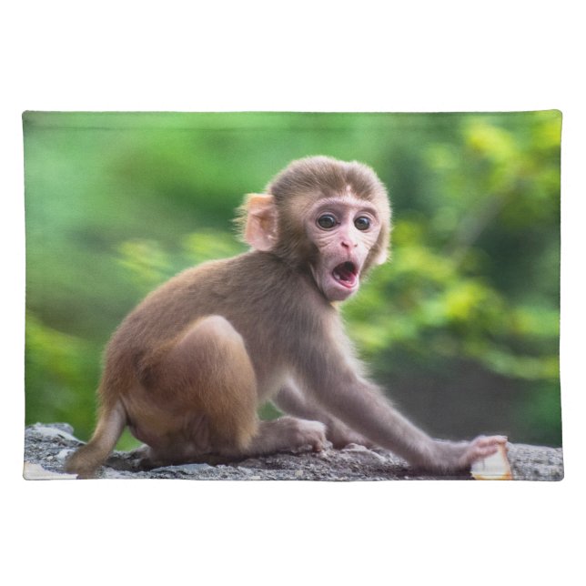 Cute and Adorable Baby Monkey Cloth Placemat (Front)