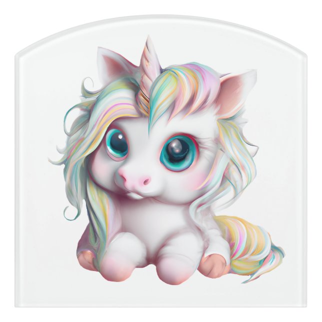 Cute and Adorable Baby Unicorn  Door Sign (Contour Front)