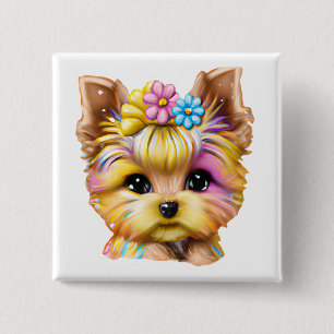 Cute and Adorable Baby Yorkie Button