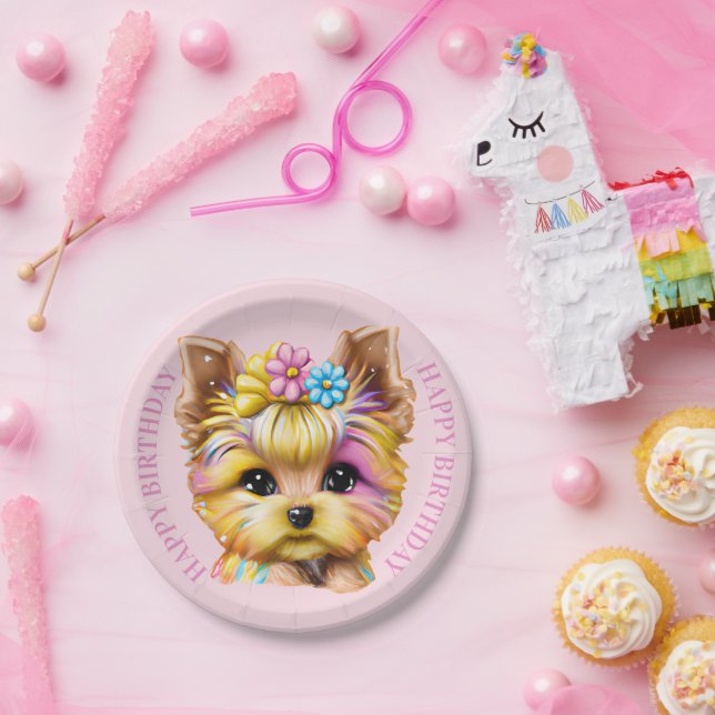 Cute and Adorable Baby Yorkie Paper Plates (Party)
