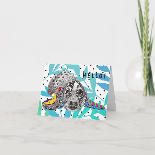 Cute and Adorable Basset Hound Hello Greeting Card