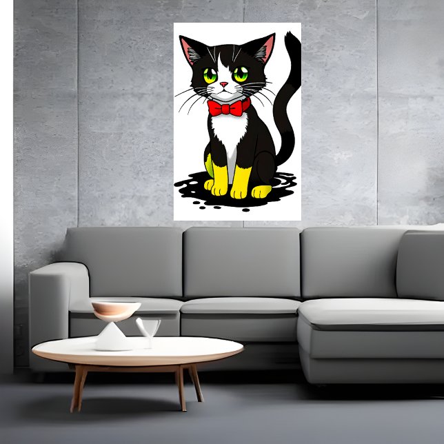 Cute and adorable black white cat | AI Art Poster (Creator Uploaded)