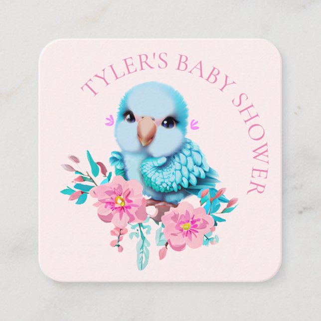Cute and Adorable Blue Baby Parrot Enclosure Card (Front)