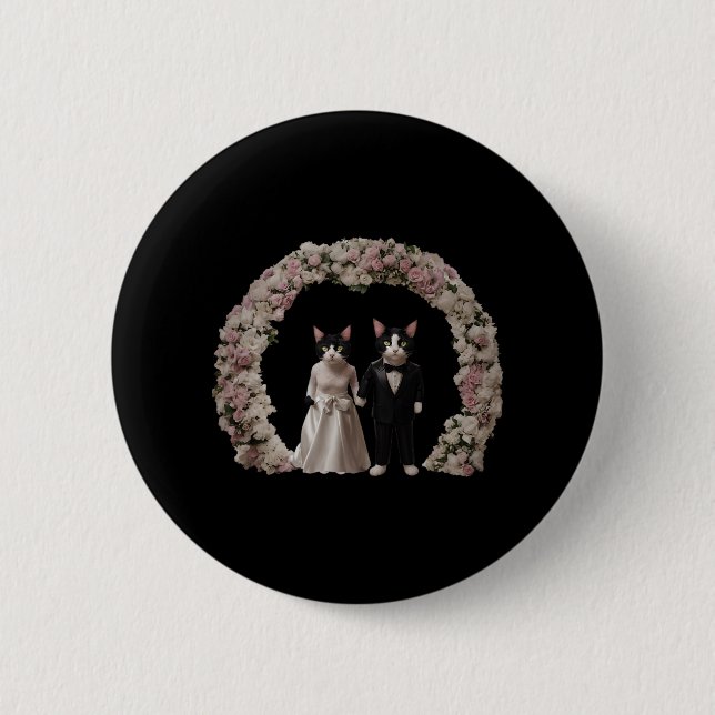 Cute And Adorable Cat Bride And Groom  Button (Front)