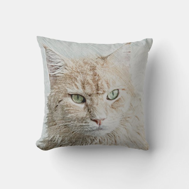 Cute And Adorable Cat Throw Pillow (Front)