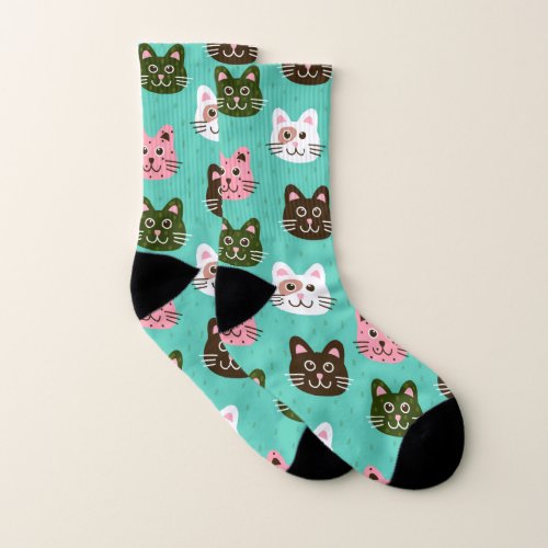 Cute and Adorable Cats Kittens Pattern  Socks