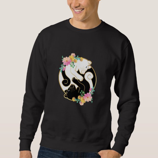 Cute and Adorable Chinese Yin and Yang Cats Cat Sweatshirt (Front)