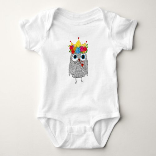 Cute and Adorable Crowned Owl Baby Bodysuit