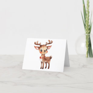 Cute and Adorable Female Christmas Reindeer BLANK  Holiday Card