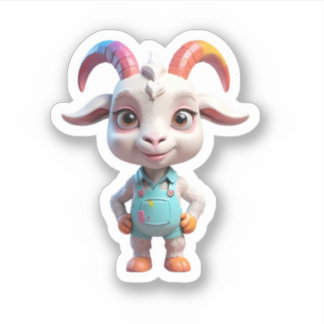 cute and adorable goat as a painter sticker