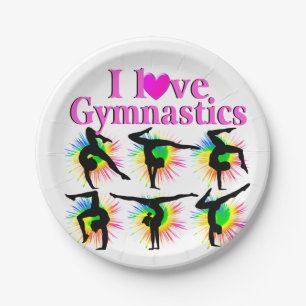 CUTE AND ADORABLE GYMNAST PAPER PLATES