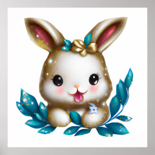 Cute and Adorable Kawaii Baby Bunny Poster