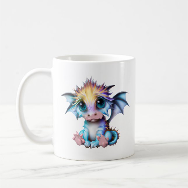 Cute and Adorable Kawaii Baby Dragon Coffee Mug (Left)