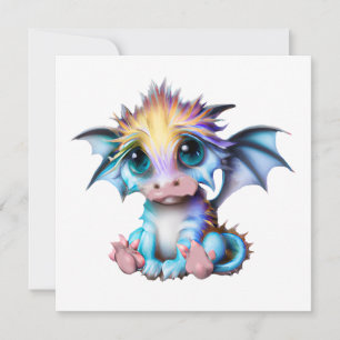 Cute and Adorable Kawaii Baby Dragon Holiday Card
