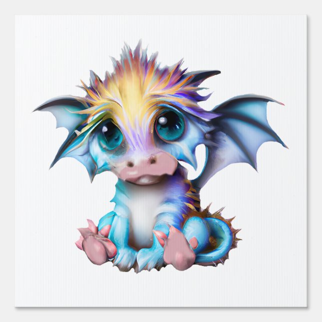 Cute and Adorable Kawaii Baby Dragon Sign (Front)