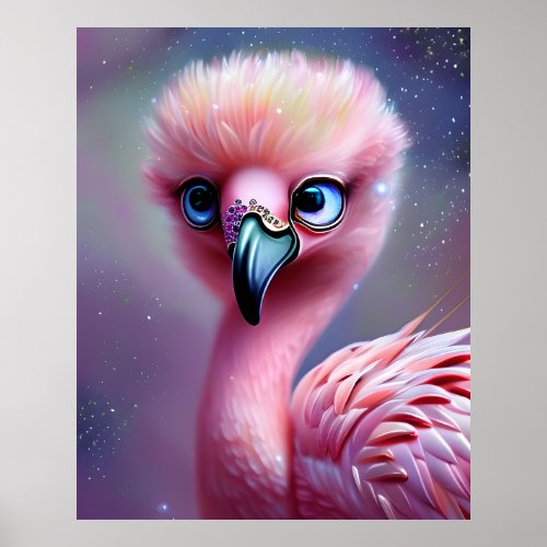 Cute and Adorable Kawaii Baby Flamingo Poster