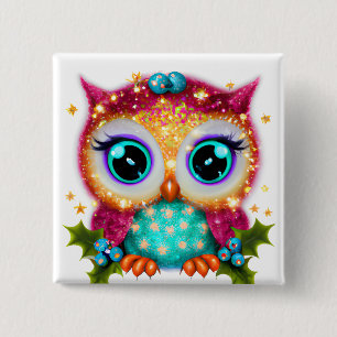 Cute and Adorable Kawaii Baby Owl   Button