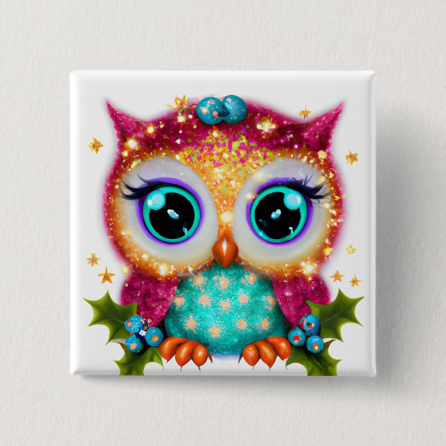 Cute and Adorable Kawaii Baby Owl   Button (Front)