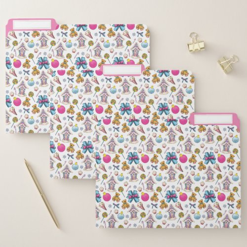 Cute And Adorable Pink Christmas Pattern File Folder