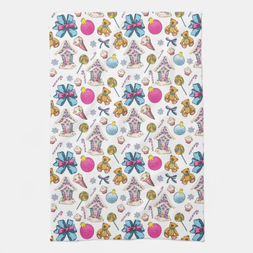 Cute And Adorable Pink Christmas Pattern Kitchen Towel