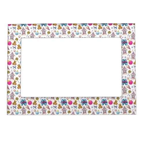 Cute And Adorable Pink Christmas Pattern Magnetic Frame