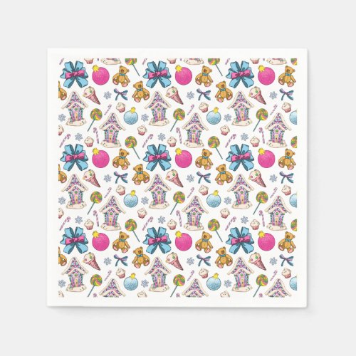 Cute And Adorable Pink Christmas Pattern Napkins