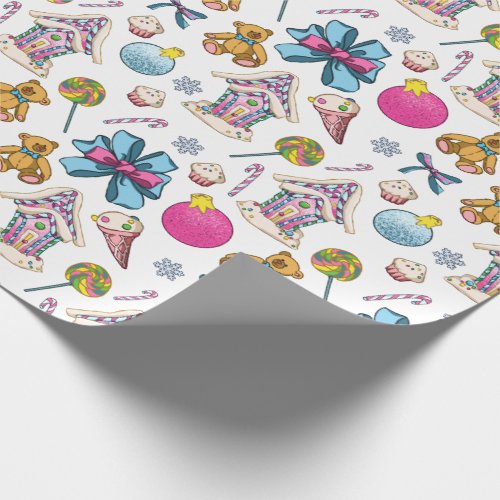Cute And Adorable Pink Christmas Pattern Wrapping Paper