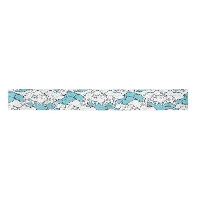 Cute and Adorable Rocking Horse Satin Ribbon (Front)