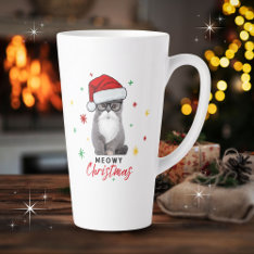 Cute And Adorable Santa Kitten Meowy Christmas Latte Mug at Zazzle