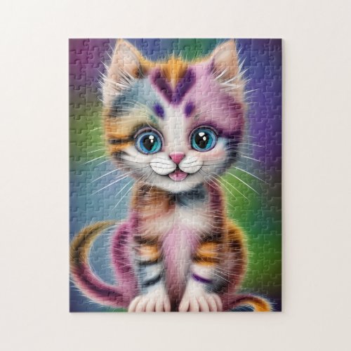 Cute and Adorable Smiling Striped Kitten  Jigsaw Puzzle
