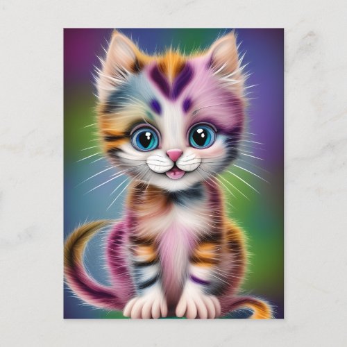 Cute and Adorable Smiling Striped Kitten  Postcard