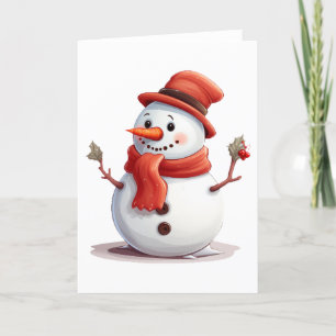 Cute and Adorable Snowman BLANK Holiday Card