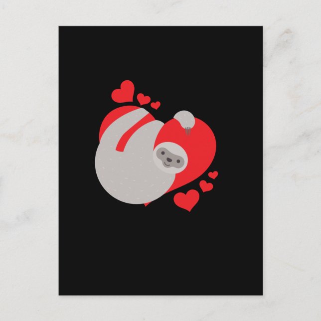 Cute and Adorable Valentines Day Sloth Postcard (Front)
