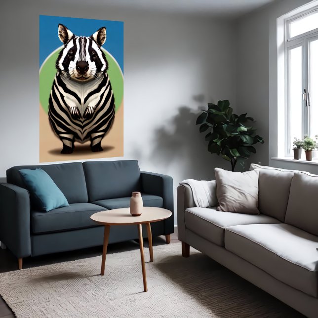 Cute and adorable Wombat Zebra hybrid | AI Art Poster (Creator Uploaded)