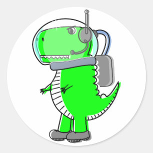 Cute and Angry Astronaut T-Rex Dinosaur Classic Round Sticker