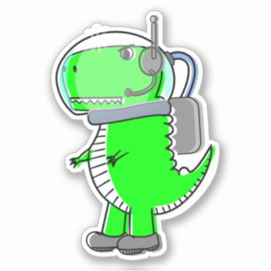 Cute and Angry Astronaut T-Rex Dinosaur Sticker